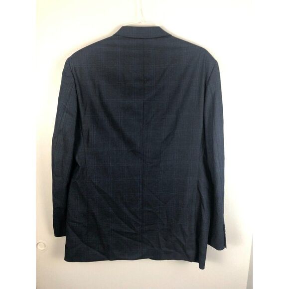 Stafford Mens 42L Blue Blue Check 100% Wool 3 Button Sport Coat Blazer Jacket - Picture 5 of 12